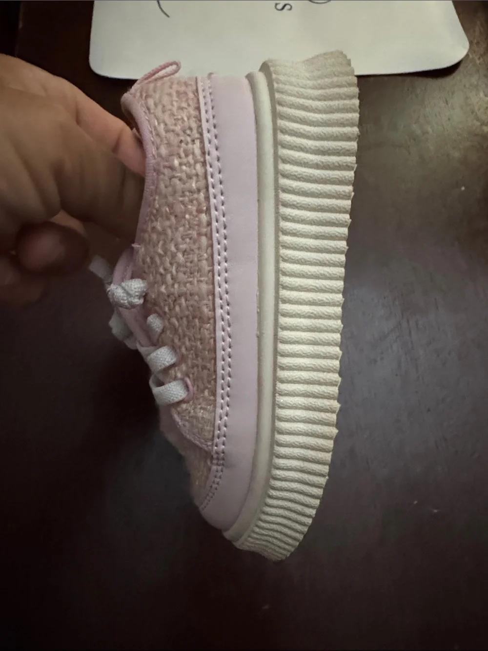 Carter's Pastel Pink Knit Lace-Up Toddler Sneakers size 5